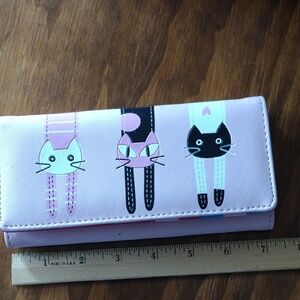 Pink Cat Print Wallet - Women's Accessory